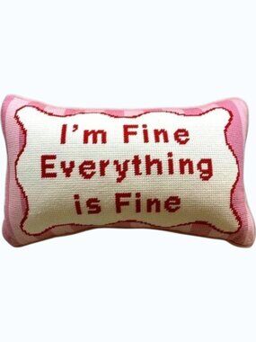 Viral Tik Tok "I'm Fine, Everything is Fine" Hooked Pillow NWT